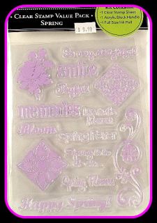   PAPER COMPANY KIT SPRING CLEAR STAMP SET FULL INK PAD & ACRYLIC BLOCK