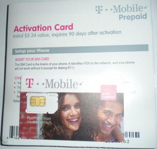 New T Mobile SIM Card & Prepaid Activation Kit w/ $3.34