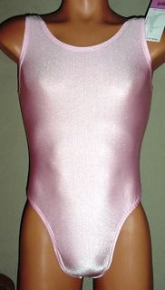 Mens Pink Shiny Lycra Thong Leotard Bodysuit S