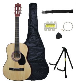   Crescent Beginners Natural Acoustic Guitar Stand Accessory Pack