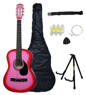 NEW Crescent Beginners PINK Acoustic Guitar+STAND+Accessory Pack