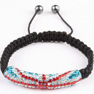 Cute Rhinestone Bead Hand Knitted Adjustable Bangle Bracelet 1PC