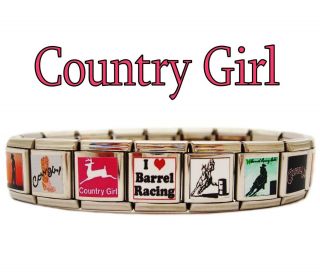 Barrel Racing Country Cowgirl Charm Link Bracelet
