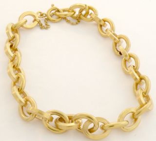 Ladies 18K Yellow Gold Open Link Charm Bracelet