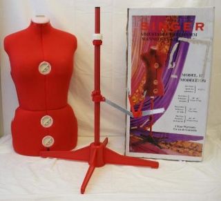 Singer DF151 Adjustable Dress Form 12 Dials Red Fabric Cover Large 