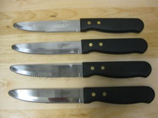 Serrated Round Edge Steak Knife Set of 4 Black Handle