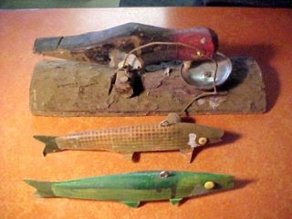Vintage 9 Harvey Case Fishing Decoy Ice Fishing Antique Spear Fishing 