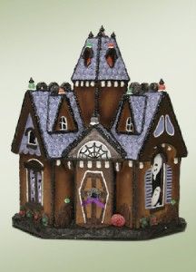 New Halloween Haunted Lighted Gingerbread Mansion House Byers Choice 