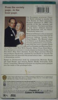 REVERSAL OF FORTUNE ~ VHS   Gleen Close, Jeremy Irons   Warner Bros 