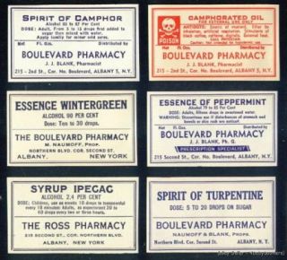 20 Albany NY Drugstore Antique RX Medicine Bottle Label
