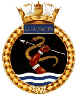 HMCS ALGONOQUIN   Vintage RARE METAL Hand painted Navy Ships Plaque 