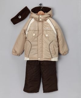 118 NWT Boys sz. 6 Airwalk Khaki & Brown Puffer Coat Ski Snow Suit 