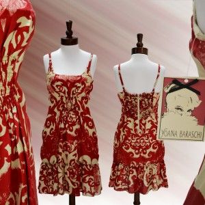   Anthropologie Paisley Batik Dress Size 8 M $335 Red Marble