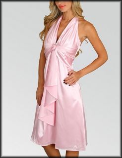 Size Small 3 5 PROM GOWN HALTER DRESS Womens Juniors PINK SATIN NEW 