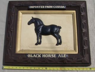 Black Horse Ale Beer Sign Imported from Canada Plastic