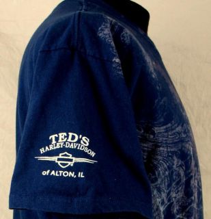 Ted Harley Davidson Alton IL Skull Spiderweb T Shirt XL