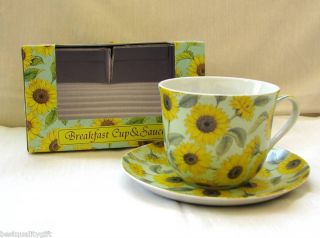 Kent Pottery Sunflower Coffee Cup Mug Saucer New Box
