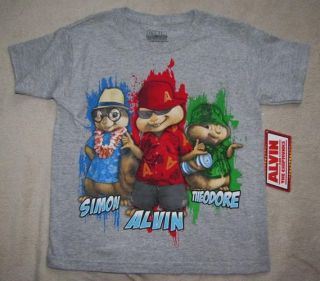 Alvin and The Chipmunks Simon Alvin Theodore Gray Tee T Shirt Sz 6 7 