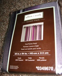 Allen Roth Allison Stripe Curtain Drapery Drape Panel 40x84 Purple 