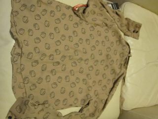 Hello Kitty x Forever 21 Brown Button Down Shirt with Skinny Scarf Sz 