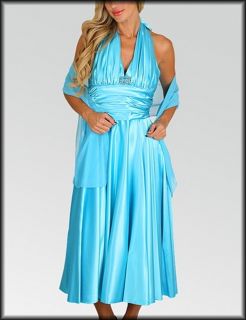 Size LARGE 11 13 DRESS FORMAL Womens Juniors BLUE SATIN Cinderella NWT 