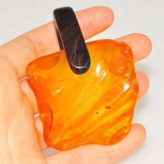 Amazing Ebony Wood Baltic Amber Pendant Bold