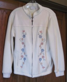 Alfred Dunner Cardigan Zip Fleece Jacket Flowers Small