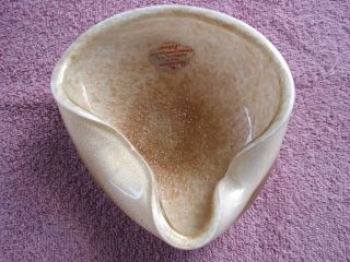 White/Gold Alfredo Barbini Glass Ashtray Bowel #W195/9 Weil Ceramic 