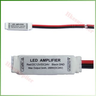 Mini White 12V 24V 12A Signal Amplifier for RGB SMD 5050 3528 LED 
