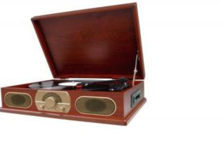   SB6052 Retro Vintage AM/FM Record Player Turntable & Cassette Player