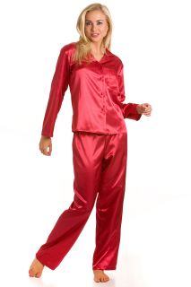 New Ladies Camille Lingerie 2pc Satin Pyjama Set Womens Trousers Top 
