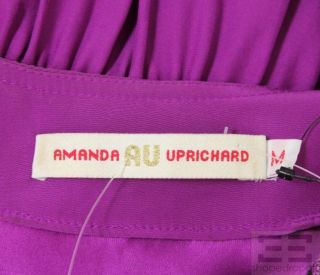 Amanda Uprichard Magenta Silk Ruffle Front Sleeveless Blouse Size 