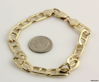 25 7 7mm Anchor Chain Bracelet 14k Solid Yellow Gold Polished Italy 