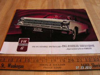    Rambler Ambassador ORIGINAL Catalog Brochure American Motors AMC 65