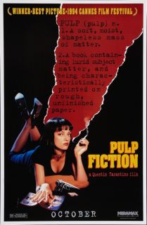Pulp Fiction Original Advance Teaser Movie Poster U s 1sh 1994