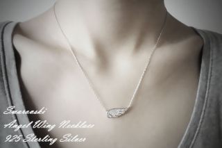 SWAROVSKI WHITE GOLD ANGEL WING NECKLACE SILVER ANGEL WING JEWELRY