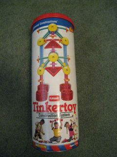 Playskool Colossal Constructions Tinketoy Tinker Toy Set w TIN all 115 