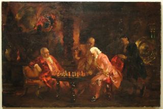Federico Andreotti chess game painting 1876 London Italian artist 