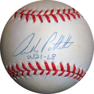 Andy Pettitte Signed Vintage Roalb Ball RARE Inscription W21 L8 NY 