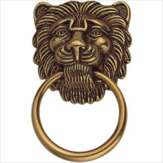 Vintage French Brass Lion Head Towel Ring Pearl Eyes RA