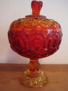 Smith Glass Company Amberina Moon and Star Candy Dish with Lid 