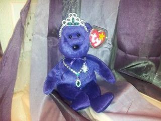TY BEANIE ORIGINAL BABY PRINCESS DIANA 1997 w/Crown and Necklace  1ST 