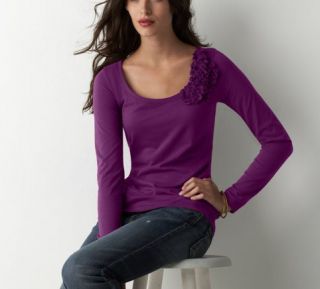 Ann Taylor Loft Royal Purple Self Fabric Corsage Soft Cotton Jersey 