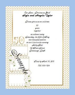   Personalized Custom Golden 50th Anniversary Wedding Invitations