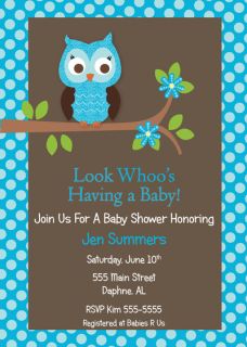   Owl Boy Baby Shower Invitation Birthday Anniversary Invites