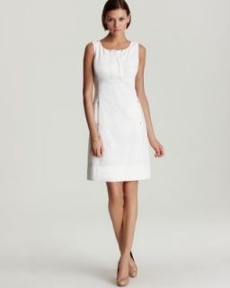 Anne Klein New White Linen Stretch Shift Sleeveless Wear to Work Dress 