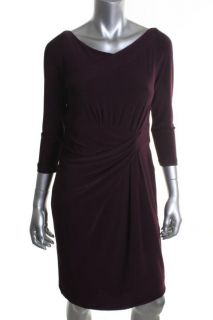Anne Klein New Purple Matte Jersey Asymmetrical Twist Wear to Work 