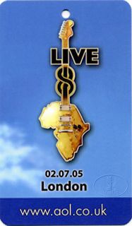 LIVE 8 2005 LAMINATED PROMO BACKSTAGE PASS COLDPLAY U2 MADONNA