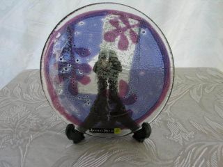 Andreas Meyer Handmade Fused Glass Dish Serving Plate Purple Artist 
