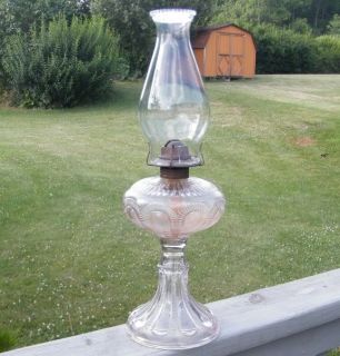 Vintage Antique 1800s Sun Purple Glass Oval Oil Lamp